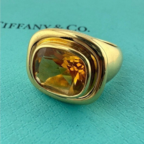 Anillo de cóctel vintage Tiffany & Co. Paloma Picasso piedras preciosas citrino talla 5,25 Foto 4 de 4