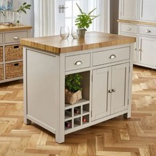 Kitchen Island Solid Oak Top Cotswold Grey Painted Oak Storage Home Furniture