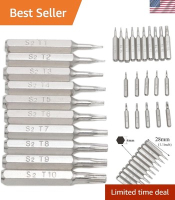 10-Piece Torx Bit Set for Precision Repair - S2 Alloy Steel Corrosion Finished