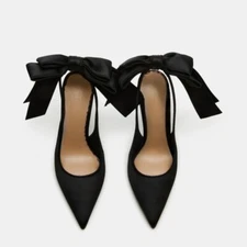 Women's Fashion Pumps Shoes Pointed Toe Bow Tie Shoes Plus Size High Heels Shoes