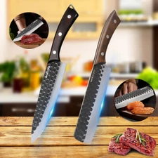 2pcs Stainless Steel Multipurpose Kitchen Chef Knife Set Slicing Knife Cleavers