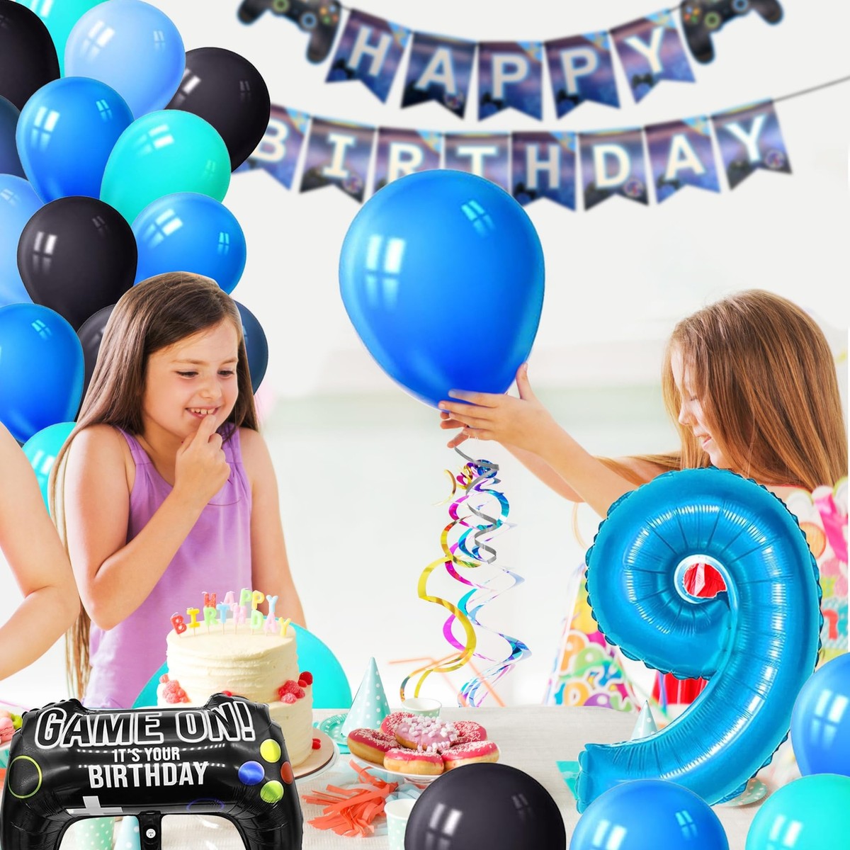 9. Geburtstag Party-Deko Für Jungen – Videospiel-Theme Mit Banner, Ballons & Hintergrund | Komplettset