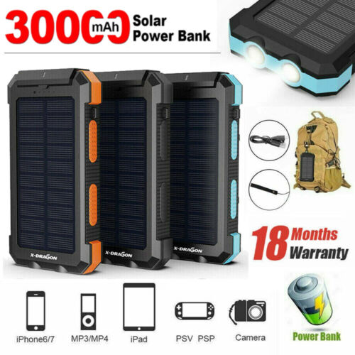 Solar Powerbank Panel Ladegerät Tragbar Externe Batterie Ladegerät Akku 2x USB - Bild 1 von 24