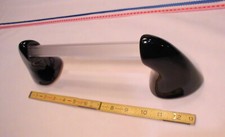 "Jet Black" Glossy Ceramic Towel Bar Holder Brackets-Post 24" pole; Sleek NEW