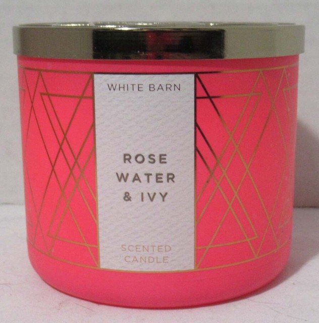 White Barn Bath & Body Works 3wick Large Jar Scented Candle ROSE WATER