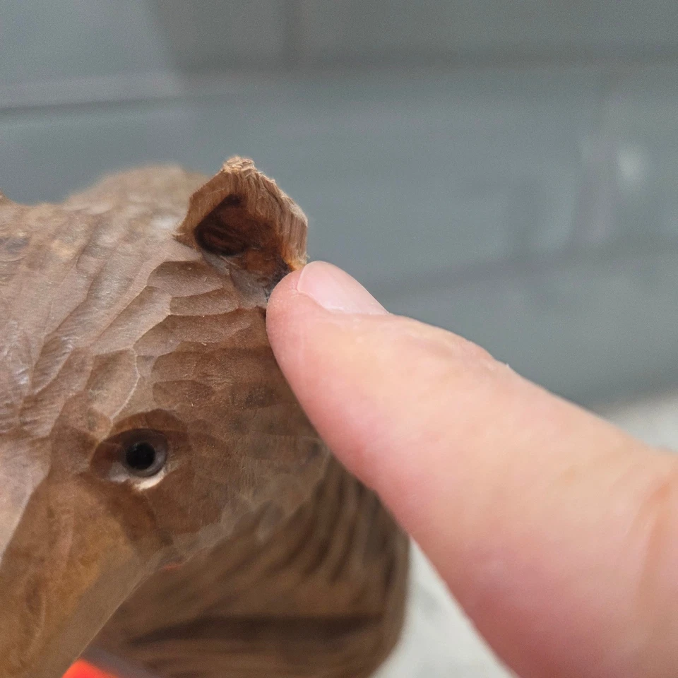 Hand Carved Wooden Bear Lamp with Agate Glow Light Rustic Cabin Decor - Image 3 of 4