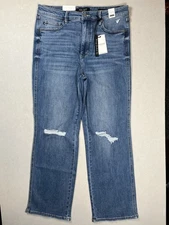 New Judy Blue Women’s Distressed High Waist Straight Fit Blue Jeans Sz 15/32 NWT