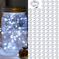 100 Pack White Fairy Lights 7Ft 20 Twinkle String Lights 3 Modes Battery Oper...