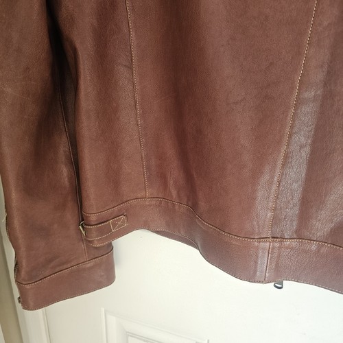 Chaqueta de Cuero Henry Beguelin Talla 52 UK 42 Grande Suave Ligera Marrón Tostado - Imagen 10 de 18