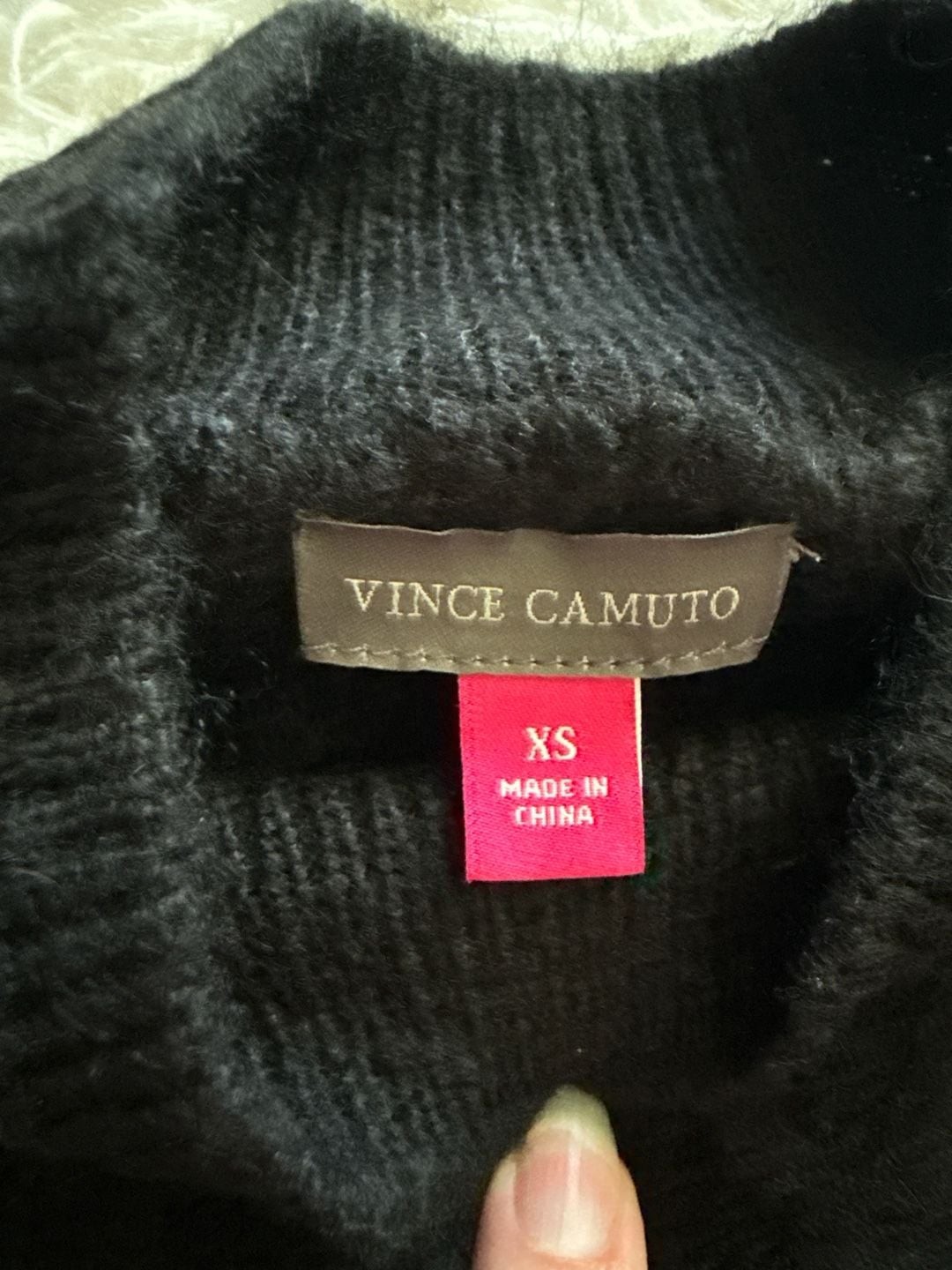 Vince Camuto Women's Rich Black Cable Knit Mock Neck Sweater image 2
