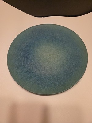 Vtg VAN BRIGGLE 10  Ming Turquoise Blue  Pottery Dinner Plate Signed Rare