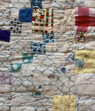 Vintage Patchwork Baby Nursery Quilt Farmhouse Chintz Cottage Hand Made Grunge
