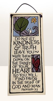 Spooner Creek Etched Clay Plaque Proverbs 3:3 Kindness And Truth Heart Tablet