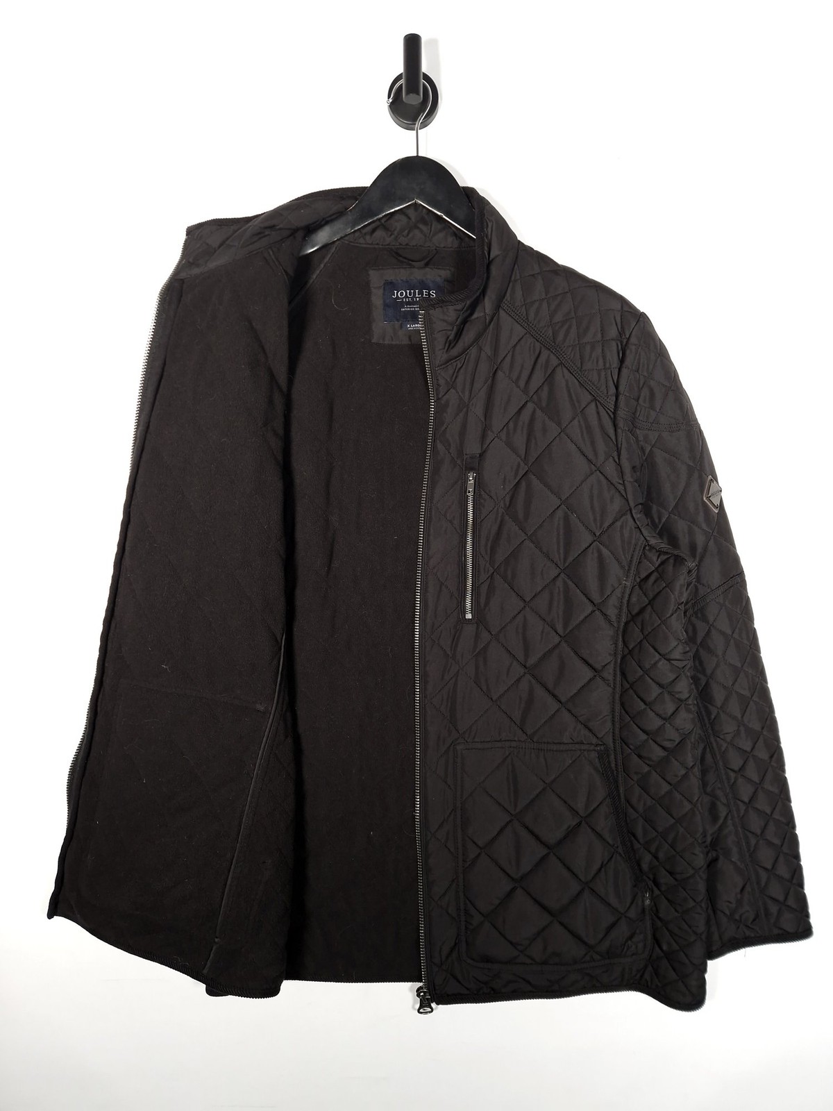 Joules Quilted Jacket Size Large Men's Black Padded Fleece Lined Full Zip Coat image 3