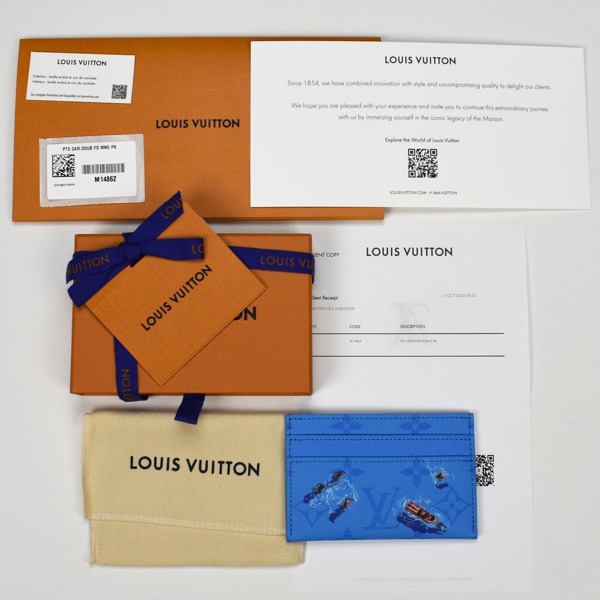 Louis Vuitton Swim Monogram Double Card Holder Wallet Blue Lagoon