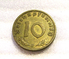 1938-E Germany 10 Reichs Pfennig Coin Third Reich