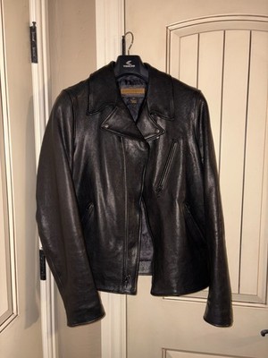 Schott P213 ''Raven'' Black Lambskin Leather Perfecto Jacket - Size Medium