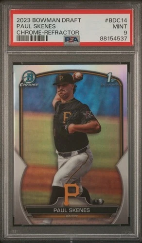 2023 Bowman Draft Paul Skenes Rookie Card # BDC-14 Chrome Refractor PSA 9