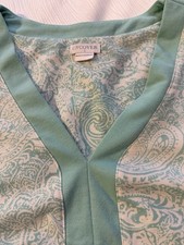 Uncover Teal Paisley Nightgown L Soft Retro Lounge Dress Housecoat VTG Pocket