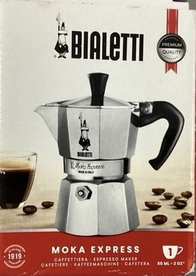 Bialetti Moka Express 1-Cup 60ml Stovetop Espresso Maker Aluminum Silver/Black