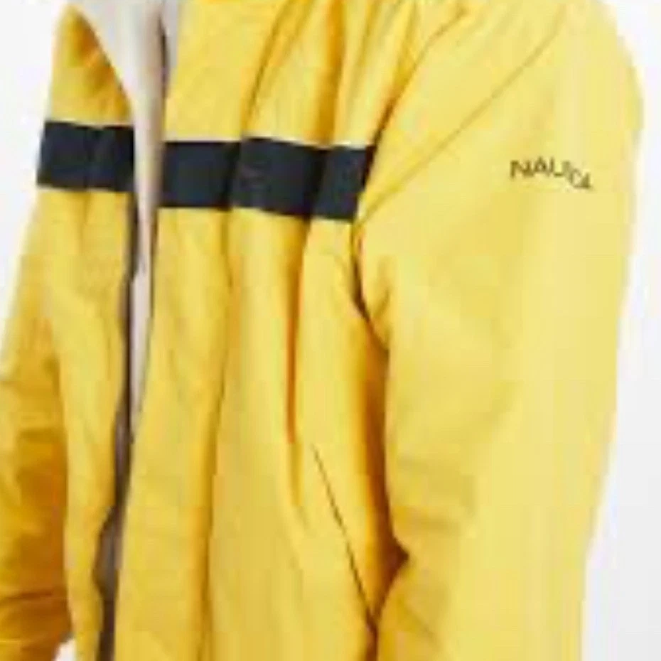 Nautica Windbreaker Jacket Size XXL Yellow Striped Full Zip Up Gorpcore Retro