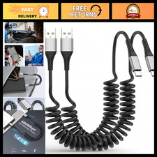 Coiled USB A to USB C Cable - 2 Pack, 3FT Type C Car Charger Cord for Fast Charg