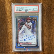2024 Bowman Draft Chase Burns 1st  Auto Blue Wave Refractor /150 SP PSA 10 HOT!