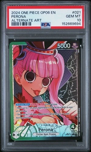 Perona Leader Alt Art OP06-021 One Piece Wings Of The Captain English - PSA 10