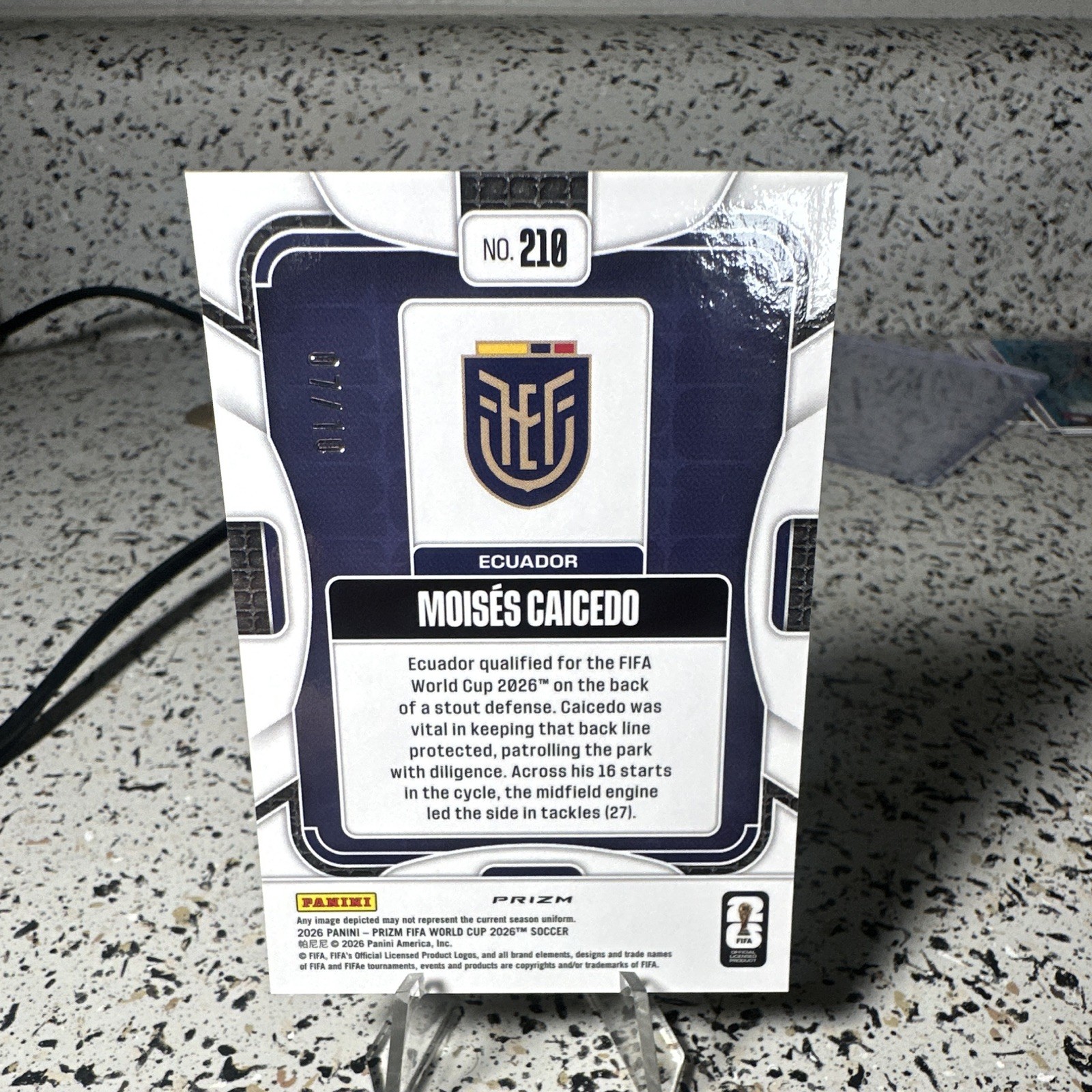 Panini Prizm 2026 FIFA World Cup Moisés Caicedo Ecuador #210 Preferred Gold /10 view 2