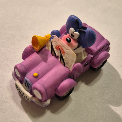 Diddl Sammelfigur/Miniszene Diddl im lila Cabrio, Schriftzug  Diddl 