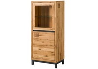 Vitrine Klein Natur Massivholz Schrank Highboard Schmal Wildeiche Massiv 65X148