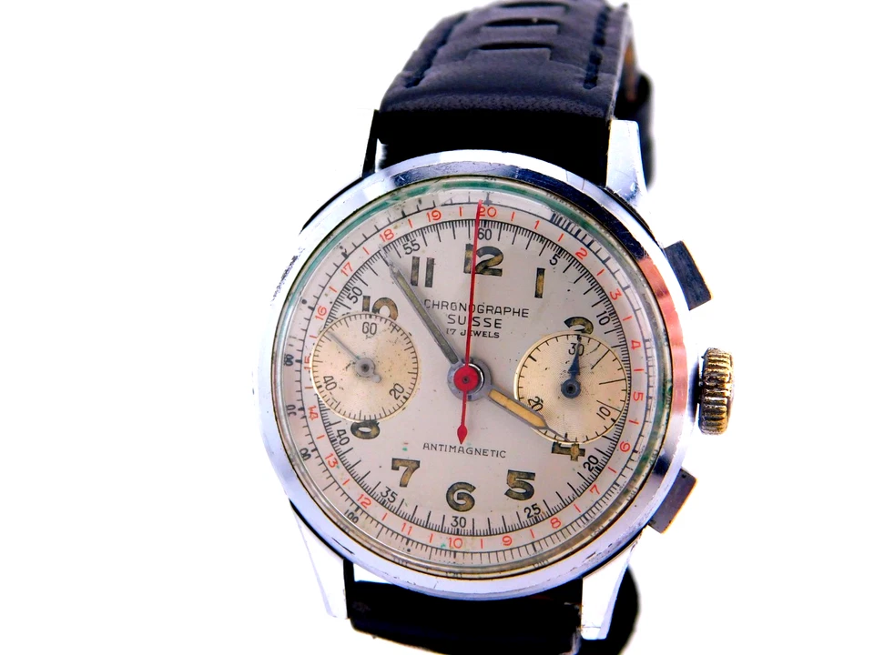 VINTAGE RARE CHRONOGRAPHE SUISSE LANDRON 51 FLYBACK CHRONO MENS WRISTWATCH 1950s - Image 2 of 4