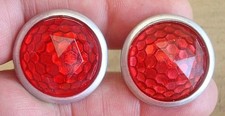 2 Vintage Jewel Domed Red Reflectors License Plate Topperplate Fastener 2 Vintage Jewel Domed Red Reflectors License Plate Topperplate Fastener