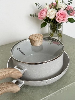 Masterclass Premium Frying Pan and Saucepan Set Non-Stick White Cookware Set NWT