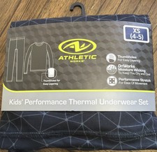 Athletic Works kids Performance 2 pc Thermal Underwear set NWT Stretch-Thumbhole