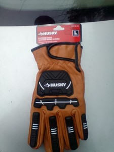 Husky Extreme-Duty Premium Grain Cowhide Leather Work Gloves Large Brown
