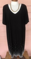 FABULOUS LITTLE BLACK DRESS 3X NWT NEW Cool V-Neck Slit Sleeves Bling RELAXED