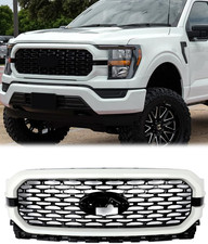 Star White Front Upper Bumper Grille Compatible with 2021 2022 2023 F-150 XL XLT