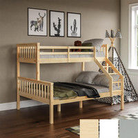 Triple Sleeper Bunk Bed Solid Pine Single Double Kids Children Detachable Bed