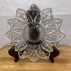 Vintage Federal Glass Petal Clear Plate 6" Starburst Flower Pattern MCM Dessert