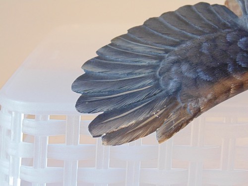 Vintage Holz Statue handgeschnitzt & bemalt König Fischer fliegender Vogel - Bild 8 von 13