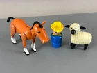 Brown Horse Sheep & Farmer Figure Vintage Fisher Price Little People Farmyard