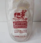 Vintage 9" Creamland  &  ice Cream Dairy Quart Clear Glass  Milk Bottle Niagara