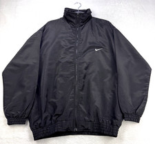 Nike Vintage Windbreaker Bomber Mens L Black Big Swoosh Full Zip Y2K