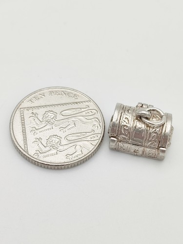 Vintage 925 Sterling Silber Schatztruhe Charm Anhänger  - Bild 3 von 3