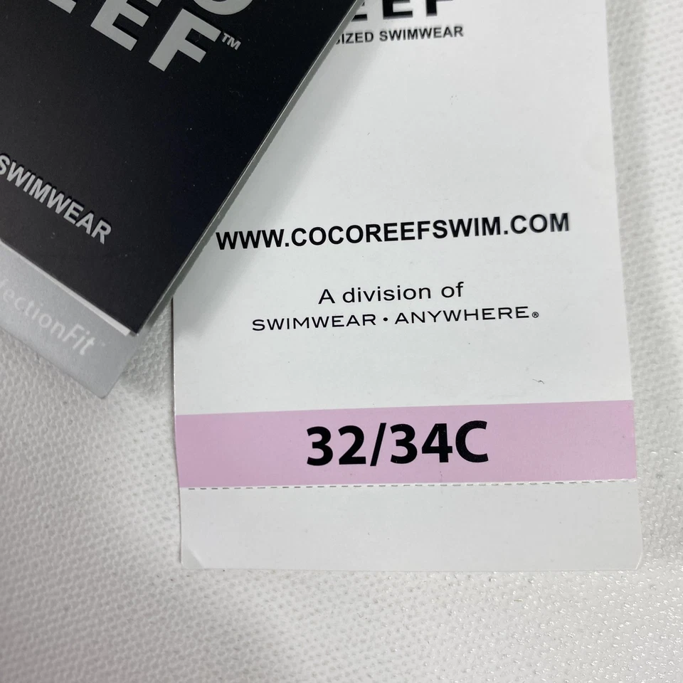 Top Tankini Coco Reef para mujer 32/34C blanco icono torcido con aros traje de baño Foto 3 de 4