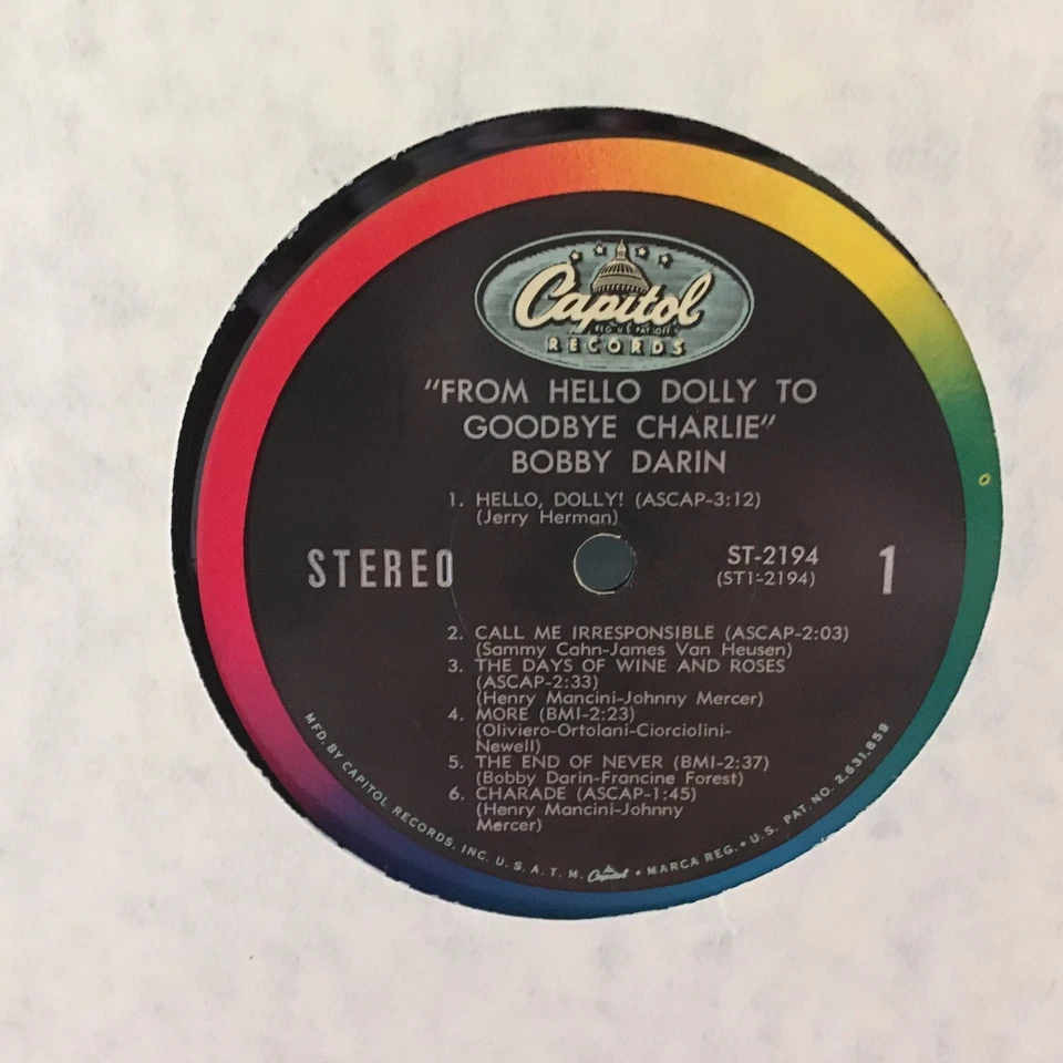 Bobby Darin-Hello Dolly to Goodbye Charlie-Capitol ST-2194 Original Stereo - Image 3 of 4