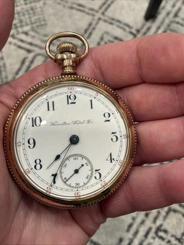 Antique Hamilton Railroad Grade 18s 17J Pocket Watch 14K Gold Field Working