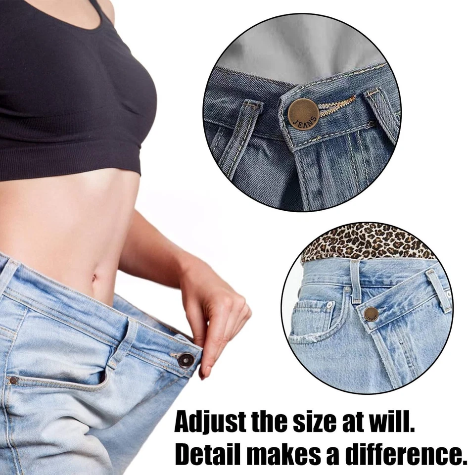Stylish Jean Button Pin Replacement: 8 Adjustable Clips for Comfort Fit - Image 4 of 4