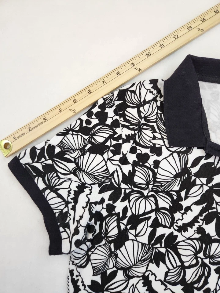 Polo Covington Sport Mujer Patrón Hoja Calce Clásico M Negro Blanco Golf Verano Foto 4 de 4